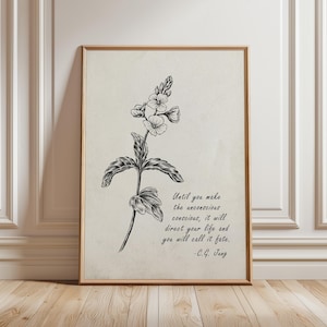 Carl Jung Quote Print, Inspirational Quotes and Sayings, Carl Jung Printable Wall Art, Vintage Art Print, Until You Make the Unconscious