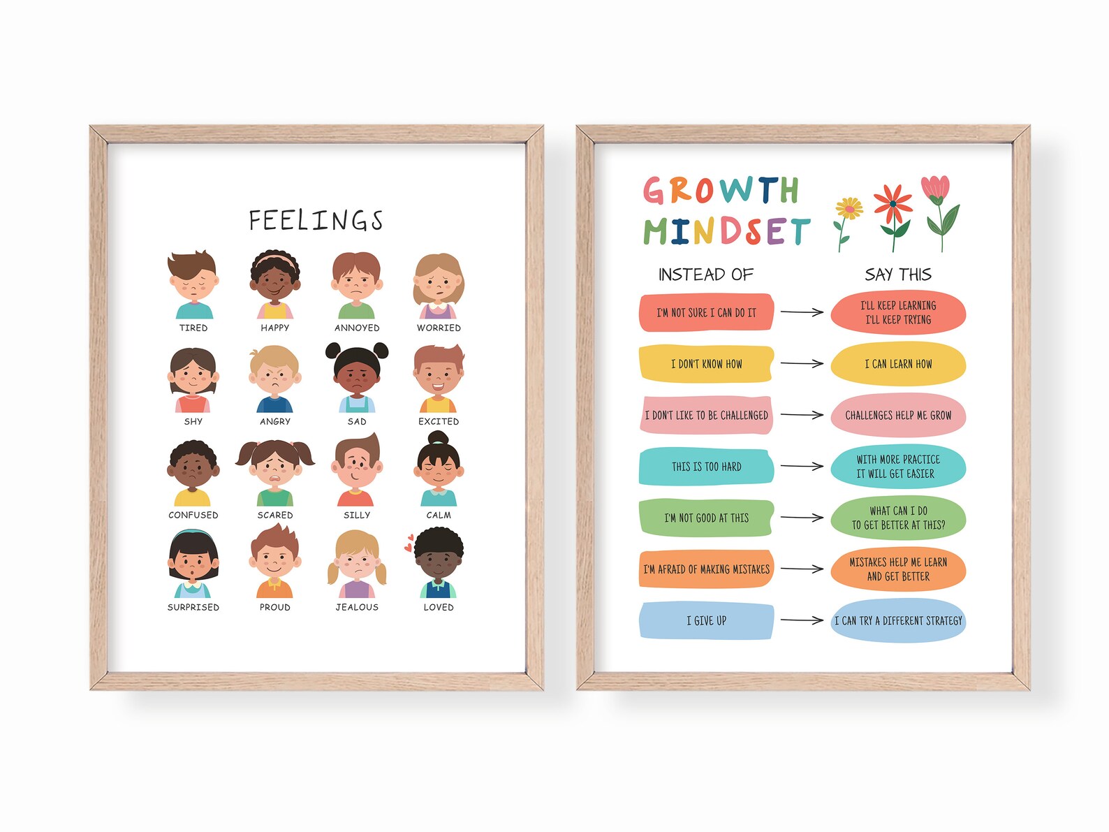 Set of 12 Posters, Mental Health Prints Bundle, Growth Mindset, Coping ...