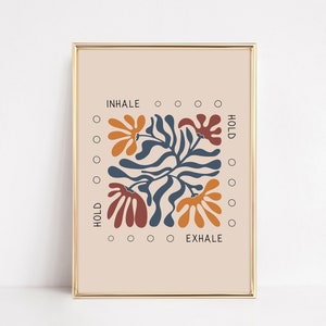 Breathing Poster, Box Breathing Wall Art Print for Therapy Office Decor, Mindfulness Art Print, Breathwork Printable