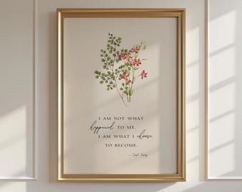 Impresión de arte de pared con cita de Carl Jung, cita imprimible de Carl Jung, póster vintage para decoración de oficina de terapia, No soy lo que me pasó.