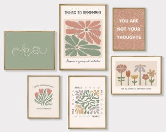 Mental Health Prints, Set of 6 Mental Health Posters for Counselor Office, Psychology Art Prints, Therapy Office Decor