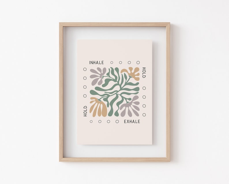 Mindful Breathing, Box Breathing Poster, Therapy Office Decor, Breathing Exercises, Psychology Wall Art Print, Mental Health, Grounding