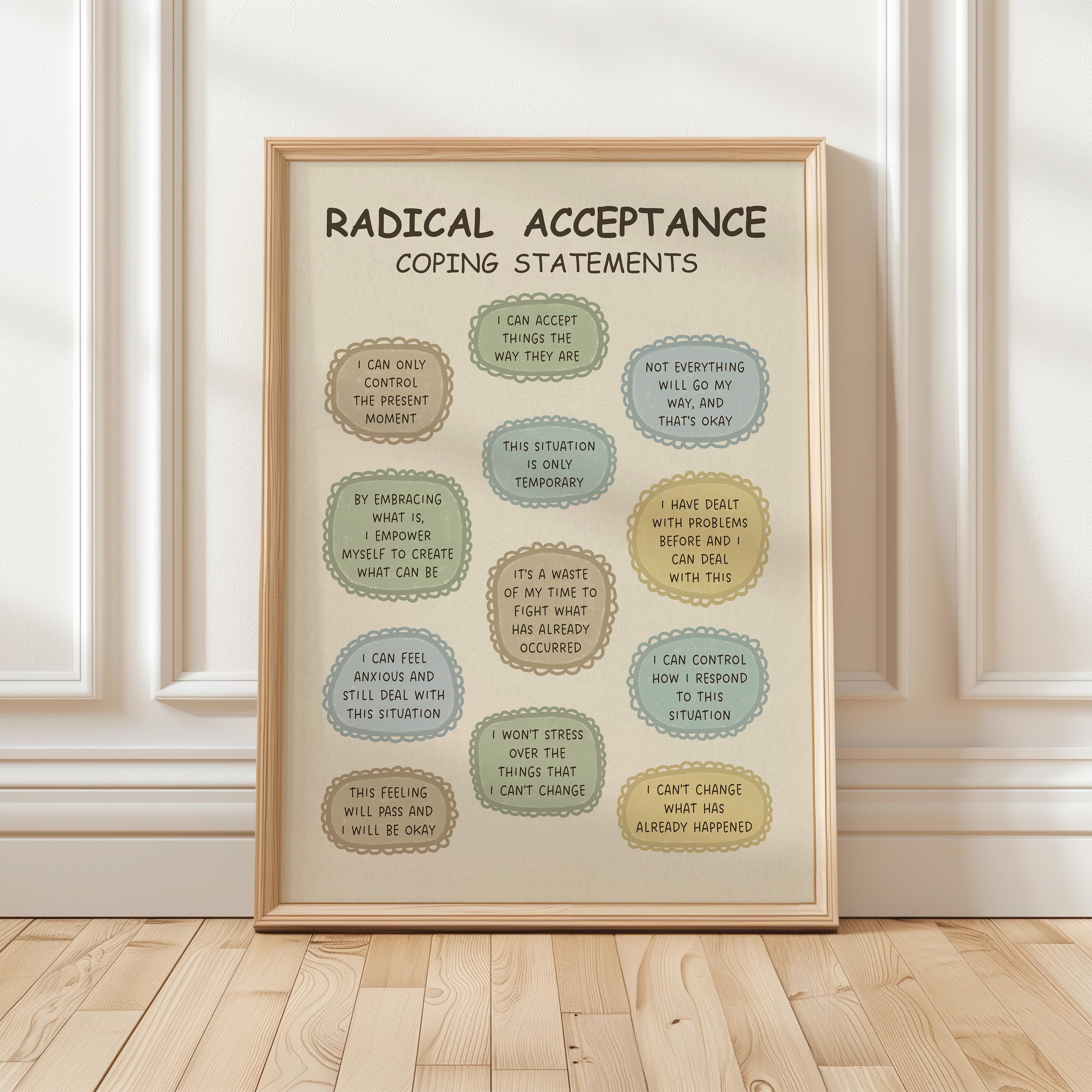 Radical Acceptance Coping Statements Print, DBT Poster for Therapy ...