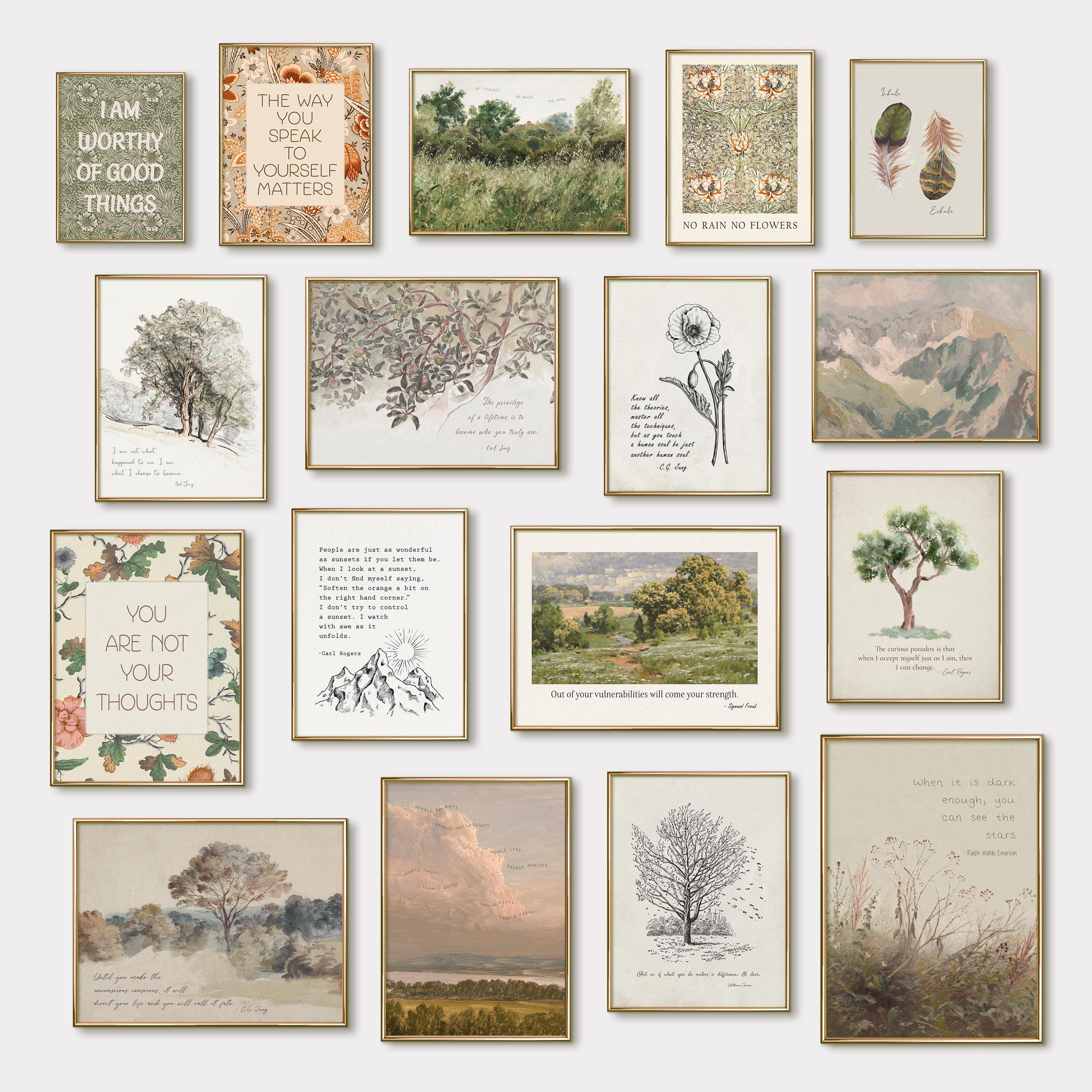 Mental Health Gallery Wall Set, 17 Vintage Prints for Therapy Office ...