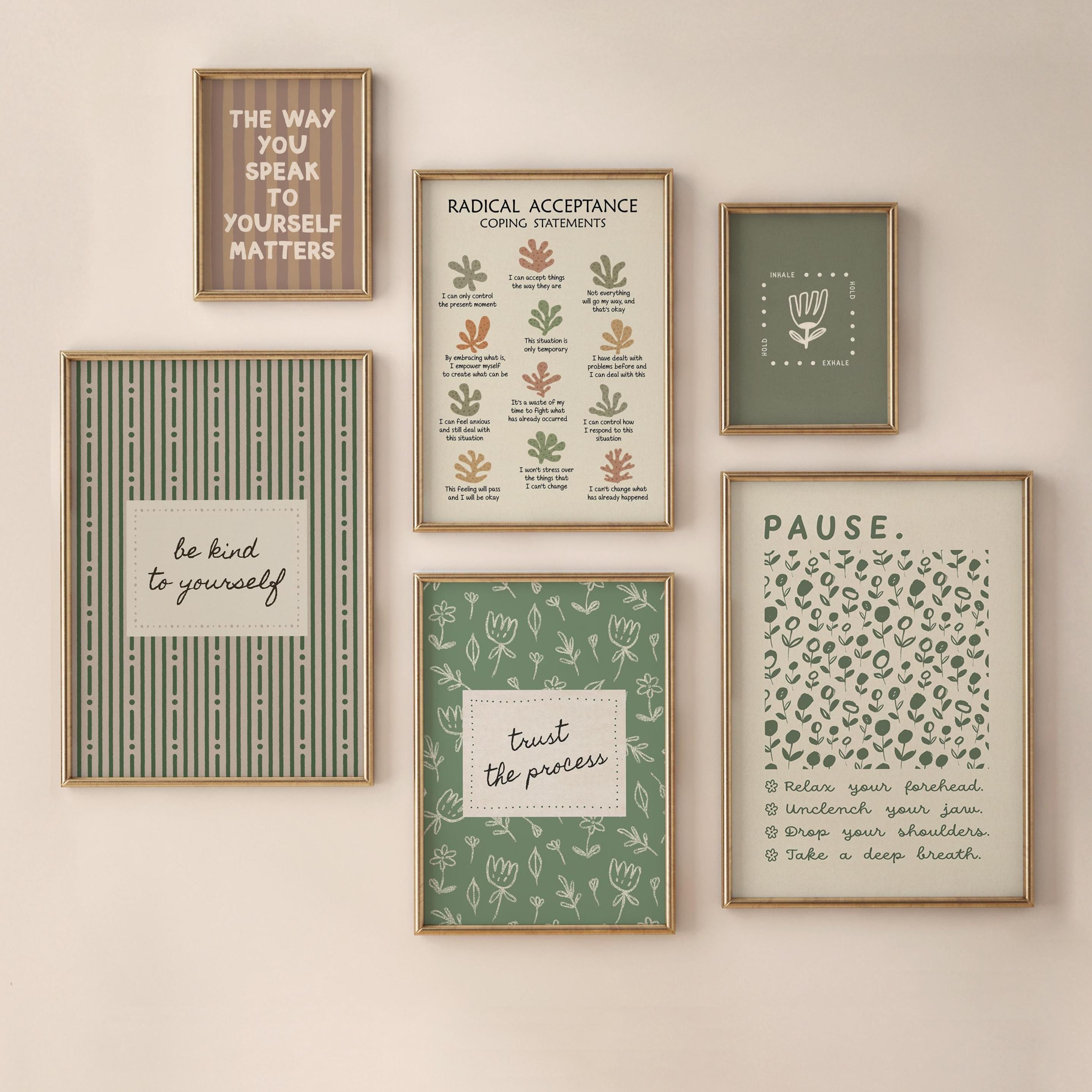 Set of 6 Mental Health Wall Art Prints: Anxiety Relief Posters for ...