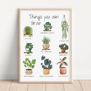 Growth Poster, Growth Mindset, Mental Health, Personal Growth, Therapy Office Decor, Things You Can Grow, Psychology Art, School Counselor