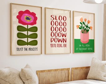 Mental Health Wall Art Set of 3 Posters for Therapy Office Decor, Inspirational and Motivational Quotes Printable, School Counselor Prints