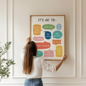 Está bien no estar bien, póster de "Está bien", consejero escolar, póster para el aula, rincón de la calma, está bien cometer errores, afirmaciones de "Está bien" imagen 6