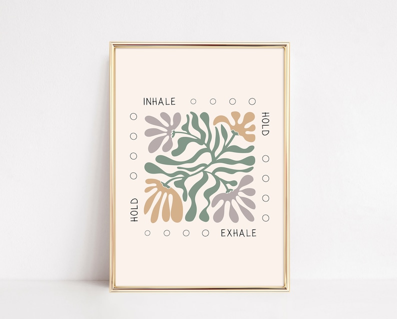 Mindful Breathing, Box Breathing Poster, Therapy Office Decor, Breathing Exercises, Psychology Wall Art Print, Mental Health, Grounding
