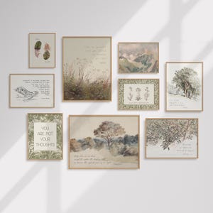 Mental Health Gallery Wall Art Set, 9 Vintage Motivational Prints for Therapy Office and Home Decor, Mental Health Quotes, Brene Brown