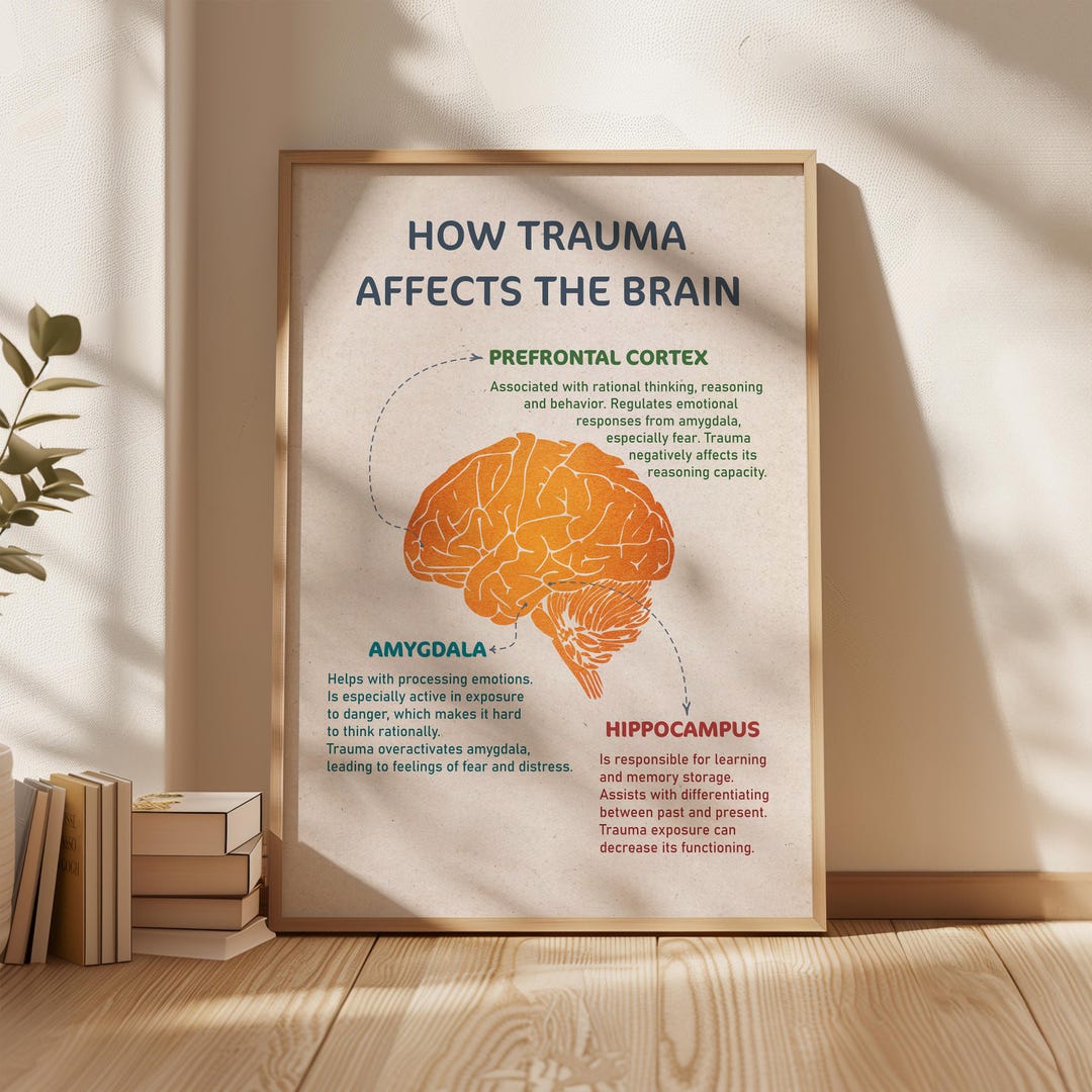 How Trauma Affects the Brain, Trauma Brain Poster, Mental Health Wall ...