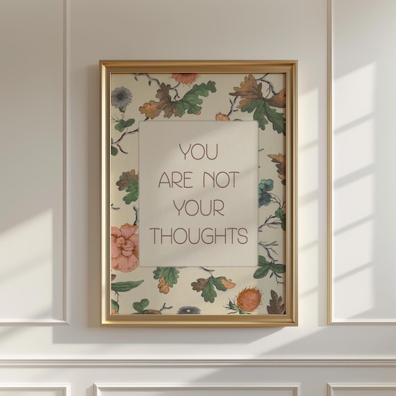 You Are not Your Thoughts, Vintage Mental Health Art Print for Therapy Office Decor, Therapy Wall Art Printable, Psychology Print