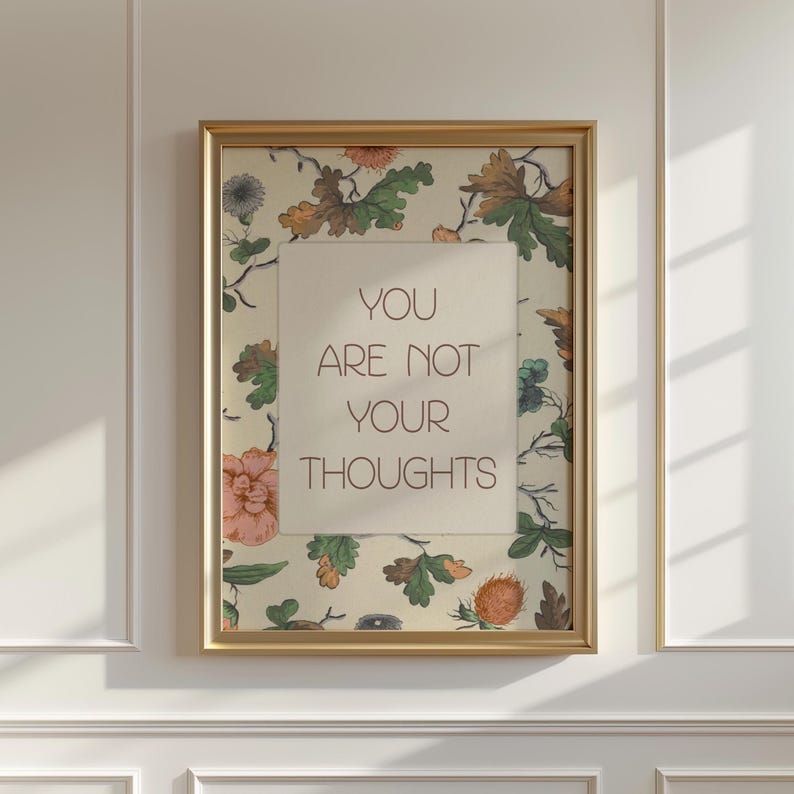 You Are not Your Thoughts, Vintage Mental Health Art Print for Therapy Office Decor, Therapy Wall Art Printable, Psychology Print image 1