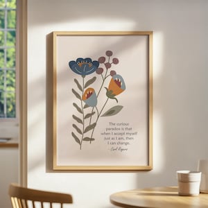 Carl Rogers Quote Printable, Therapy Office Decor, Psychology Quote Print, Mental Health, Inspirational Art, The Curious Paradox