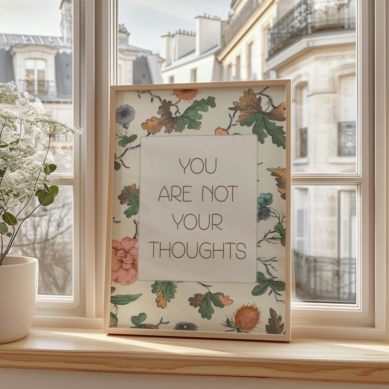 You Are not Your Thoughts, Vintage Mental Health Art Print for Therapy Office Decor, Therapy Wall Art Printable, Psychology Print image 9