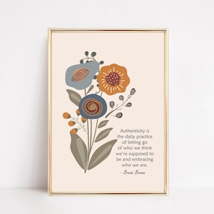 Brene Brown Quote Printable, Brene Brown Authenticity Print for Therapy Office Decor, Mental Health Art, Psychology Quotes