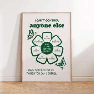 Things I Can Control, Mental Health Poster, Retro Green Therapy Office Decor, Psychology Art Print, Printable Wall Art, Downloadable Prints