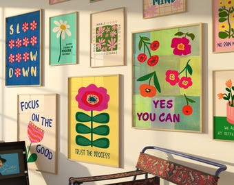 12 Mental Health Posters: Colorful Hand-Drawn Wall Art, Inspirational Prints for Therapy Office Decor (Digital Download)