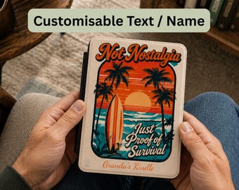 Personalised Retro Surf Beach Kindle Case, PU Leather Magnetic Cover (Paperwhite 7")