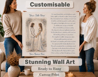 Wedding Vows Illustration Canvas | Satin Stretched Wall Art