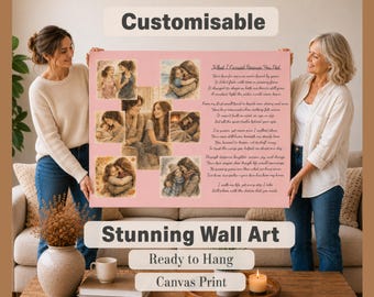 Personalised Mother Daughter Photo Poem Canvas, Custom Family Keepsake Wall Art