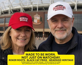 Sunderland Embroidered Dad Cap, Black Cats Roker Roar, Football Fan Gift