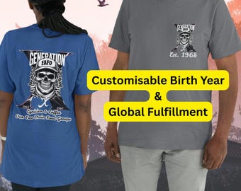 Maglietta Gen X FAFO Skull, anno di nascita personalizzato, regalo con grafica retrò