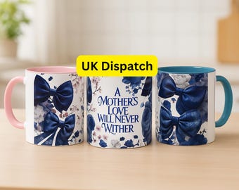 Chinoiserie Floral Mother Mug, Two-Tone Ceramic 11oz