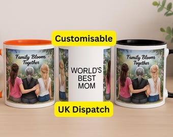 Personalized Family Blooms Mug, Three-Generation Gift