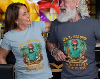 Funny Gen X Skeleton T-Shirt, Retro Nostalgia Tripping Top