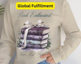 Book Lover Crewneck Sweatshirt, Vintage Book Stack Print, Bibliophile Gift