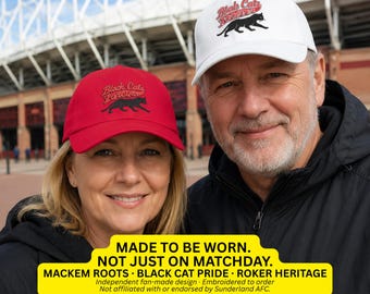 Black Cats Forever Dad Cap, Sunderland AFC Embroidered Baseball Hat