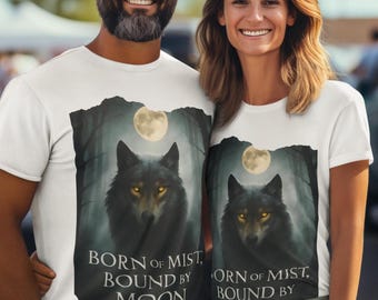 Mystical Moon Wolf T-Shirt, Gothic and dark fairy-tale Apparel