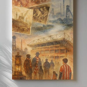 Printable Sunderland Wall Art, Sunderland Watercolour Art, SAFC Collage, Sunderland’s Football Pride, Sunderland Ships and Mines History