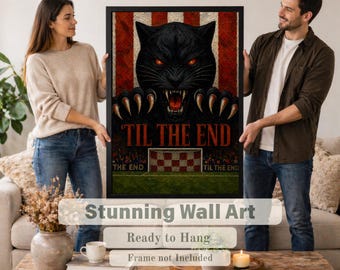 Black Cat Football Art Print, Oil Painting Style, Sunderland Inspired Wall Décor