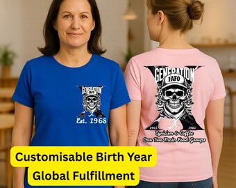Maglietta Gen X FAFO Skull, Anno di nascita personalizzato, Cinismo e caffè