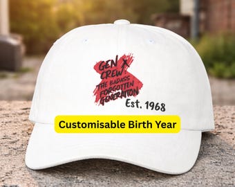 Gen X Crew Baseball Cap, Custom Vintage Retro Gen Xer Fashion Est. 1968