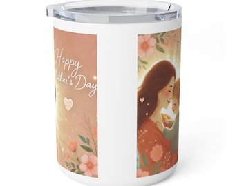 Happy Mother's Day Insulated Coffee Mug, 10oz | Perfect Gift for Moms, Floral Design, Travel Mug, Celebrate Love