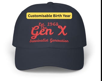 Gen X Embroidered Dad Hat, Custom Birth Year, Unisex Cotton Cap