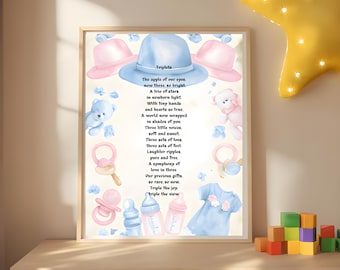 Triplets Nursery Art: Sentimental Keepsake Gift (Digital Download)