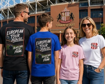 Sunderland AFC Europa Tour Shirt, Black Cats On The Prowl Tee, Stadium Of Light Football Fan Gift T-Shirt