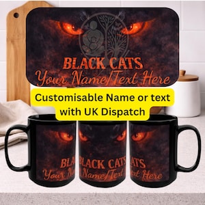 Tazza personalizzata per tifosi del Sunderland, tazza da caffè in ceramica da 15 once, regalo di calcio con gli occhi di gatto neri, regalo per sostenitori del SAFC, tazza del club di calcio del Sunderland