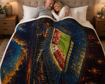 Sunderland Stadium Blanket, Physical Sherpa Throw, Haway the Lads Sofa Blanket, Fan-Made Football Gift
