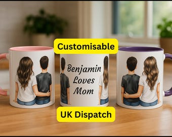 Personalized Mother Son Coffee Mug, Heartwarming Family Gift