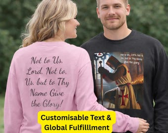 Knights Templar Sweatshirt, Medieval Crusader Cross, Christian Faith Apparel, Customisable Text