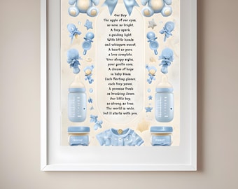 Baby Boy Poem Print – Nursery Decor, Keepsake Gift (12x16in Digital Download)