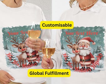 Personalized Family Christmas Sweatshirt, Santa Rudolph Jumper, Custom Text