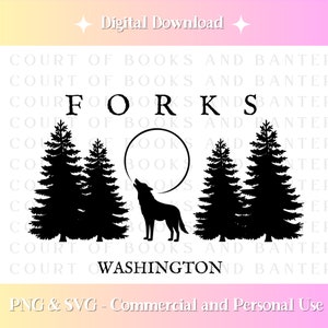 Twilight Inspired Forks Washington SVG PNG File for T-shirts Totes