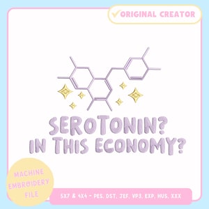 Machine Embroidery Design – Funny Machine Embroidery File 4x4 5x7 Hoop - Serotonin In This Economy? - Trendy Embroidery Files - PES JEF DST