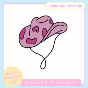 Machine Embroidery Design – Cowgirl Machine Embroidery File for 4x4 & 5x7 Hoops – Cowgirl Hat – PES JEF VP3 - Trendy Embroidery Design Files